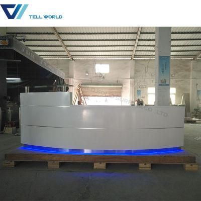 Artificial Stone Reception Desk Furniture LED Reception Desk