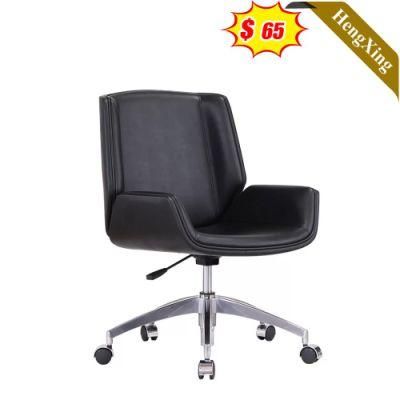 Foshan Factory Black PU Leather Swivel Height Adjustable Leisure Lounge Chair with Metal Legs Wheels