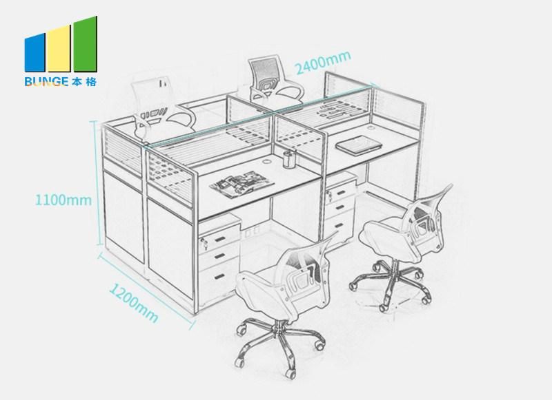 Meeting Room Modular Furniture 6 Person Office Glass Desks and Workstations