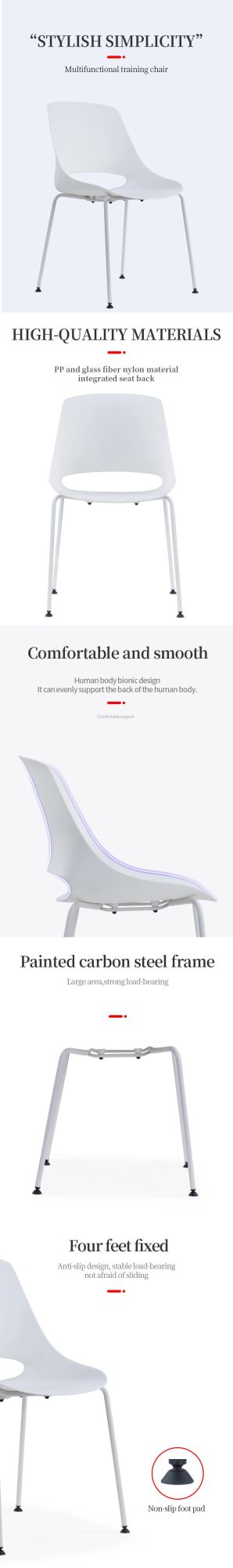 New Design Modern Ergonomic Plastic Massage Meeting Staff Training Chair