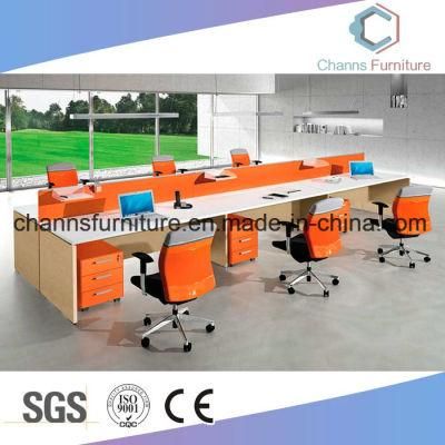Modern 6 Seats Orange Computer Table Office Workstation CAS-W1814