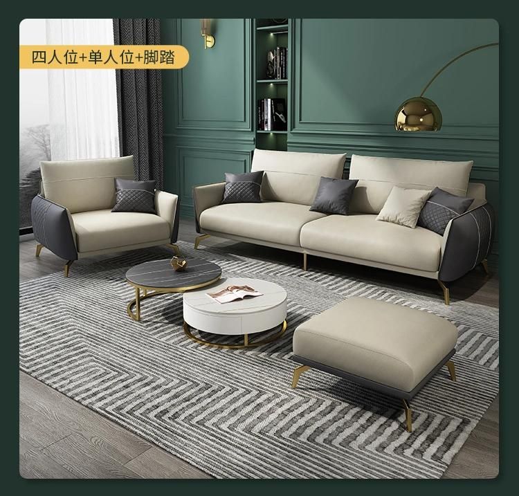 Nordic Whtie Green Fabric Light Luxury Metal Foot Sofa Set 1+2+3