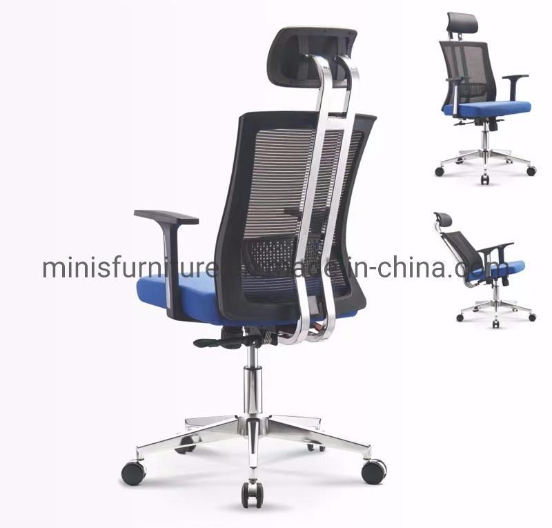 (M-OC1147) Office Aluminium Black Mesh Fabric Chair with Removable Headrest