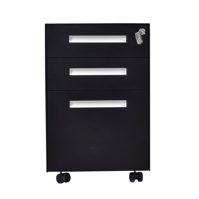 Office Storage Black 3 Drawer Vertical File Cabinet