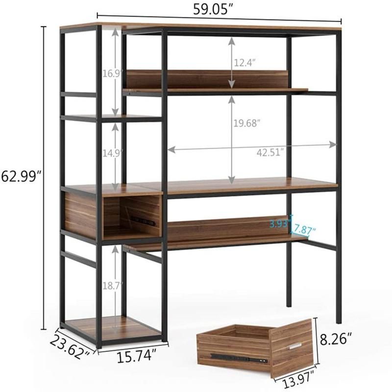 Simple Home Desk with Bookshelf and Drawer Desktop Office Computer Desk 0299