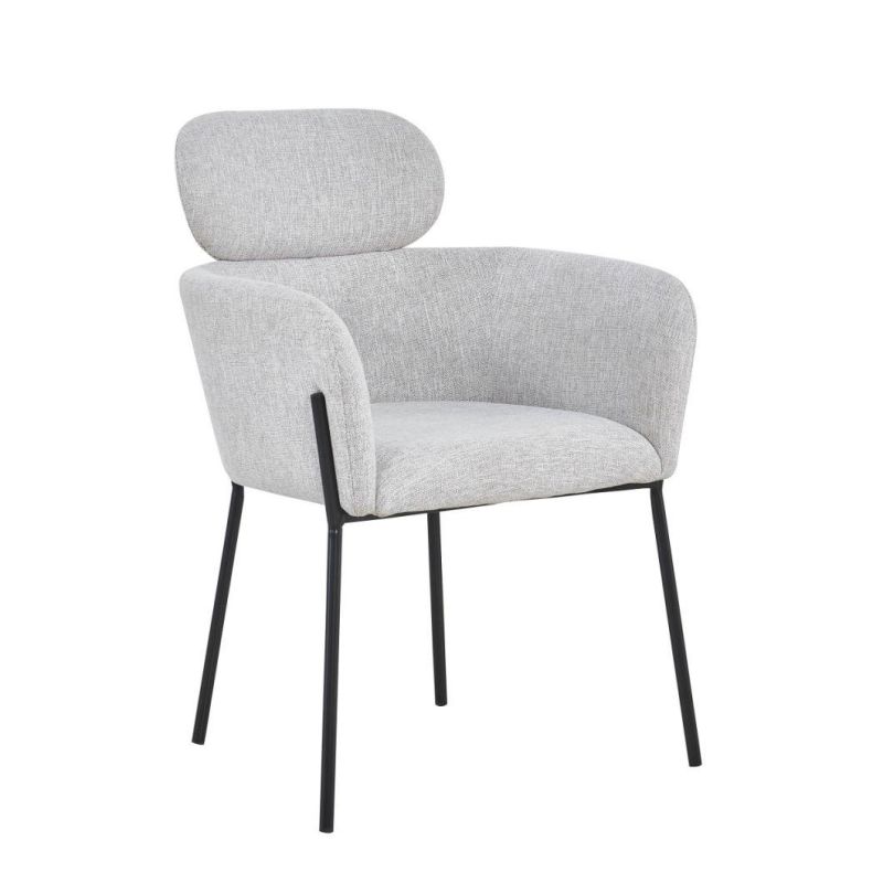 Cheap Price Hot Sale Home Furniture Modern Gray Velvet Fabric Dining Chair with Metal Legs