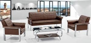 Popular Modern Design Office Leather Sofa with Metal Frame