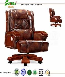 Swivel Leather Executive Office Chair with Solid Wood Foot (FY1206)