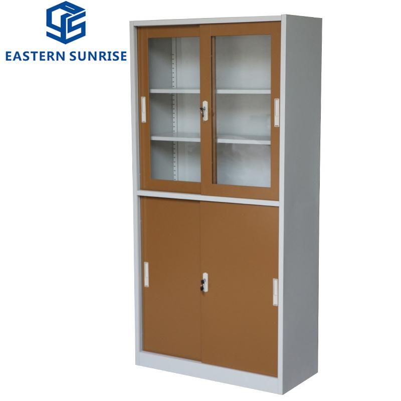 Factory Direct Metal Steel Book Shelf Cabinet with Sliding Door
