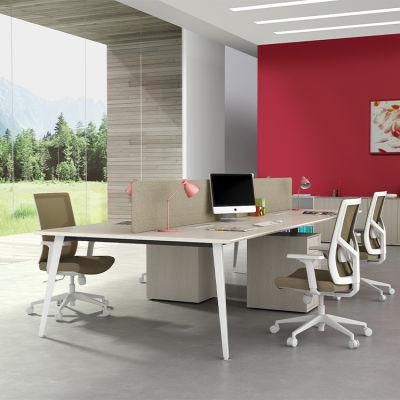 Commercial Office Furniture 4 Person Office Workstation L Sharp Partition Furniture Computer Desk