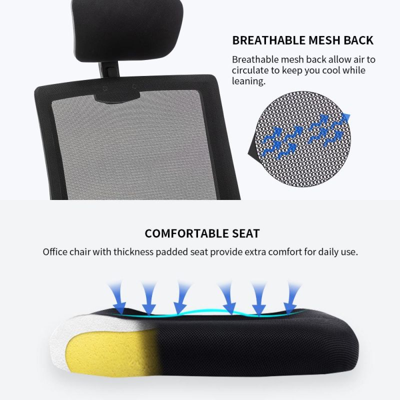 Black Office Chair with Headrest Adjustable Armrest Whole Sale