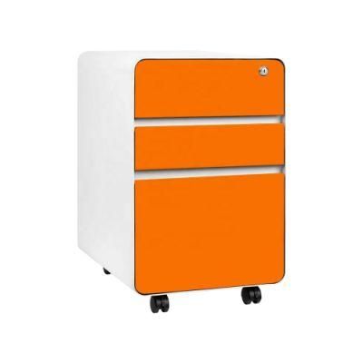 3 Drawers File Cabinets Steel Round Corner Mobile Pedestal Cabinet