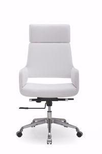 White High Back Gas Lift Aluminum Base Leisure Boss Chair with Wheels