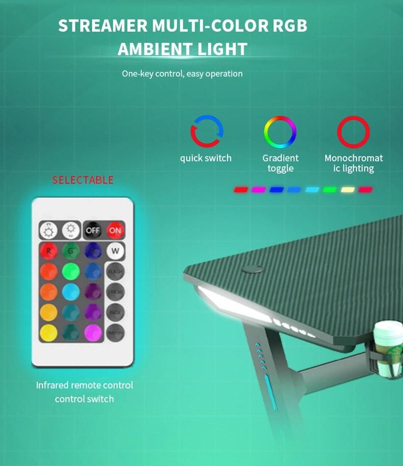 Professional RGB LED Lights Adjustable Gaming Desk