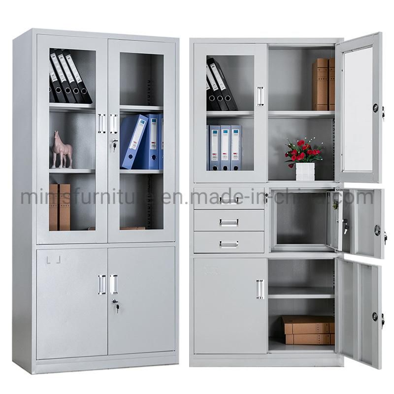 (M-FCA) High Metal Steel/Iron File Storage Cabinets with Glasses for Office/School/Hospital Furniture