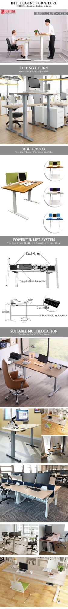 Auto Electric Mechanism Sit and Standing up Height Adjustable Office Workstation Table Computer Desk