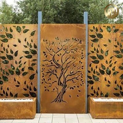 Outdoor Metal Rusty Corten Steel Privacy Screen / Laser Cut Fence Panel for Decoration