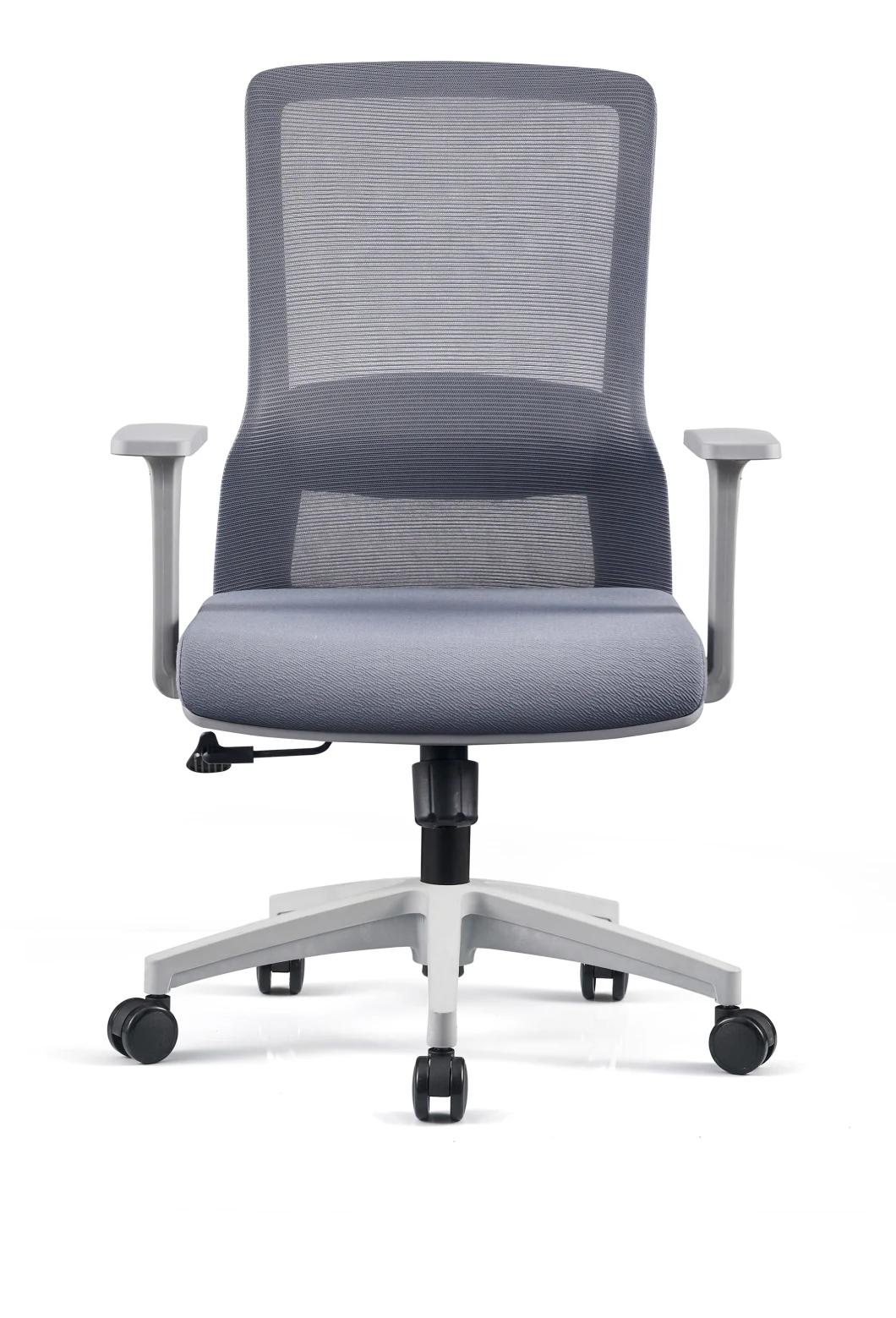 Exquisite Gray New Material and Fiber Frame Mesh Chairs with Adjustable Armrest Office Chairs 