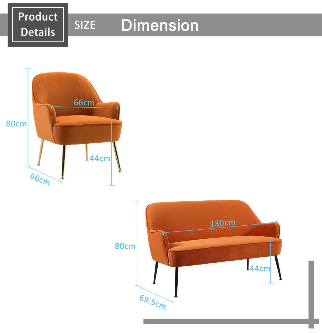 Orange Color Fabric Ergonomic Leisure Accent Lounge Chair