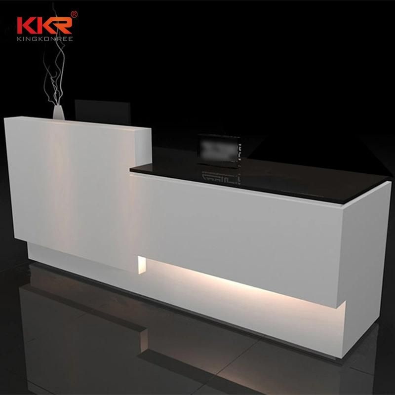 Solid Surface Artificial Stone Pure White Office Reception Desk