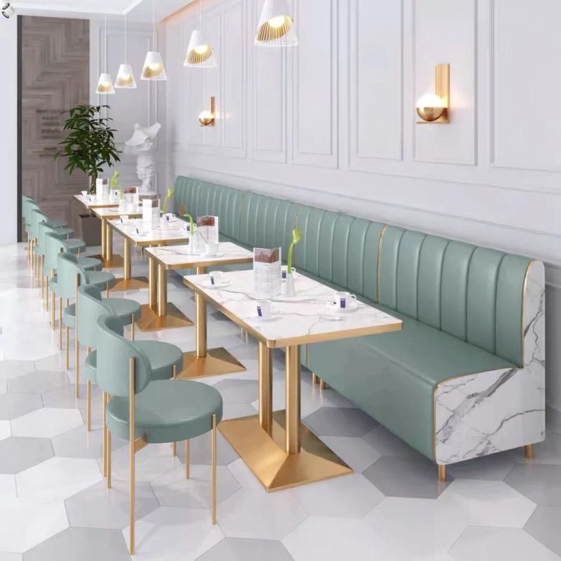 Modern Design Hotel Home Furniture Gold Marble Stainless Steel Dining Table