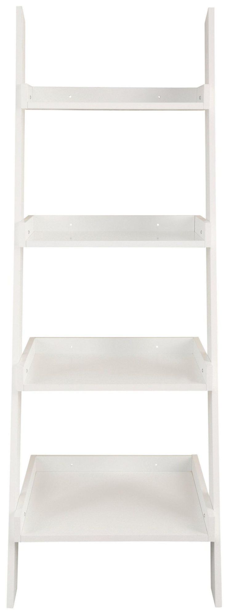 White 4 Story Wood Bookshelf, Ladder Type Bookcase