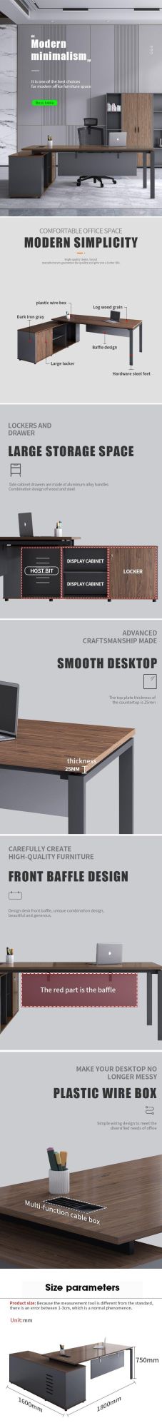 China Wholesale CEO School Boss Computer Parts Executive Wooden Modern Home Table Desk Office Furniture