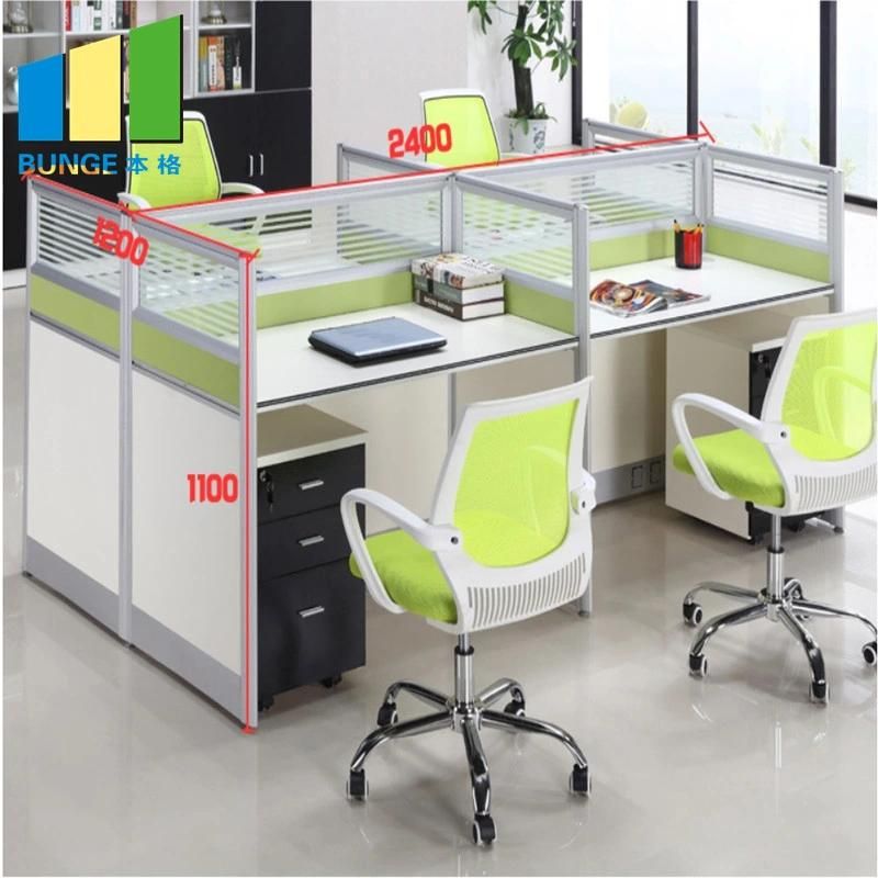 High End Modular Glass Office Workstations Cubicles 2-6 Person Seats Partitions