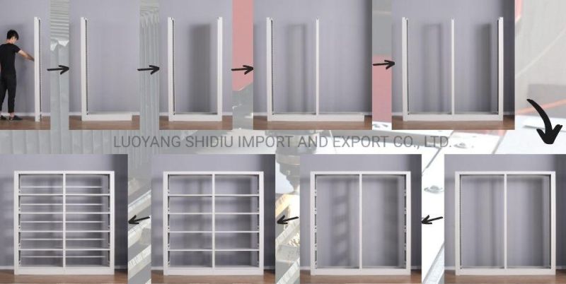 Wood Texture Steel Bookshelf for Library/Book Shelf/Office Rack Shelf Furniture