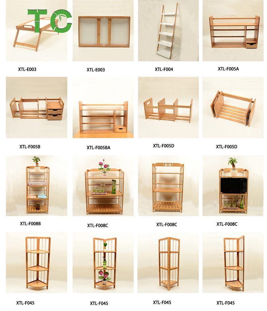 Factory Price Bamboo 4 Tiers Corner Shelf, Multifunctional Floor Standing Shelf Bookcase Display Storage