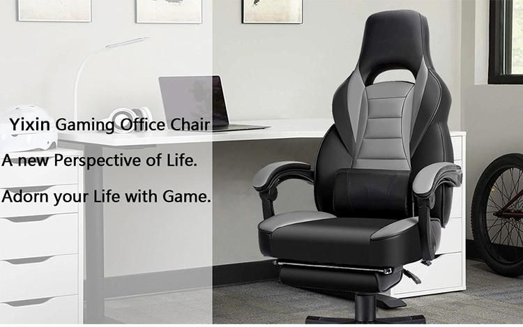 Blue Comfortable Ergonomic Boss Game Chair with Footrest