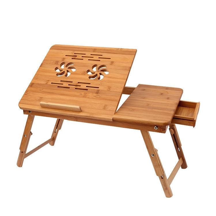 Natural Bamboo Adjustable Folding Bed Table Laptop Desk