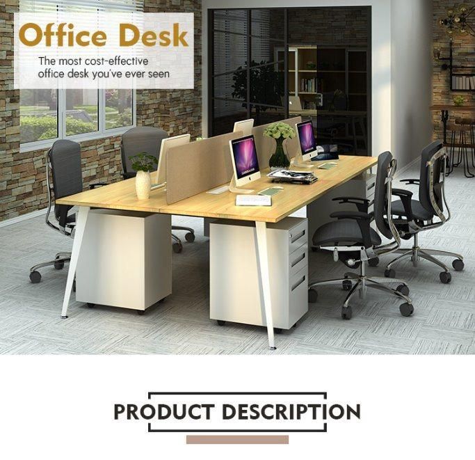 High Quality Modern Design Steel Frame White Table Top 4 Person Office Workstation