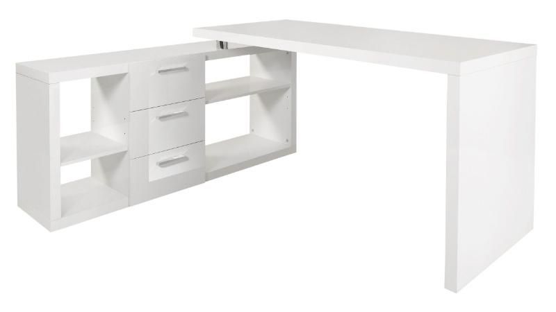 Long L-Shaped Wood Table Computer Desk Combination Shelf