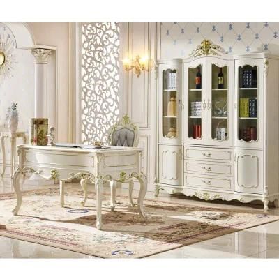 Home Office Furniture Wood Executive Table with Boss Chair and Bookcase in Optional Painting Color
