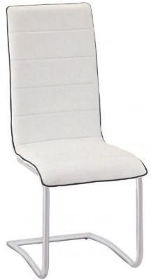 Stylish White Faux Leather Dining Chair with Chrome Legs