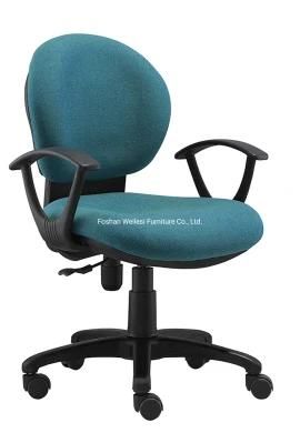 Small Round Back Simple Tilting Mechanism with PP Armrest B300mm Nylon Base Green Color Office Chair