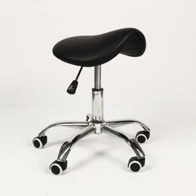 Eco Beauty Hair Salon Furniture China Barber Stool Adjustable Height Rolling Saddle Stool with Wheels