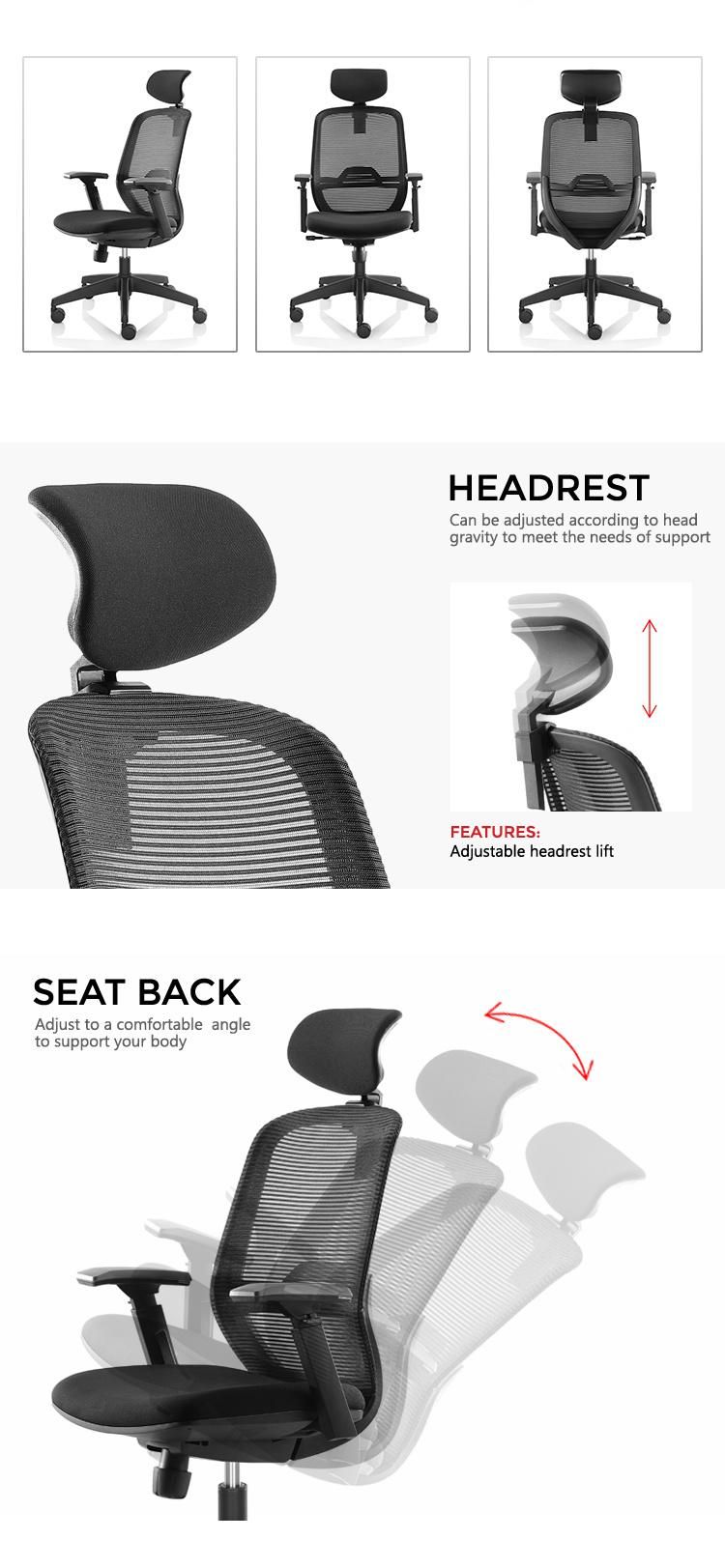 BIFMA High Back Ergonomic Furniture High-Back All Mesh Office Chair Executive Office Revolving Chair