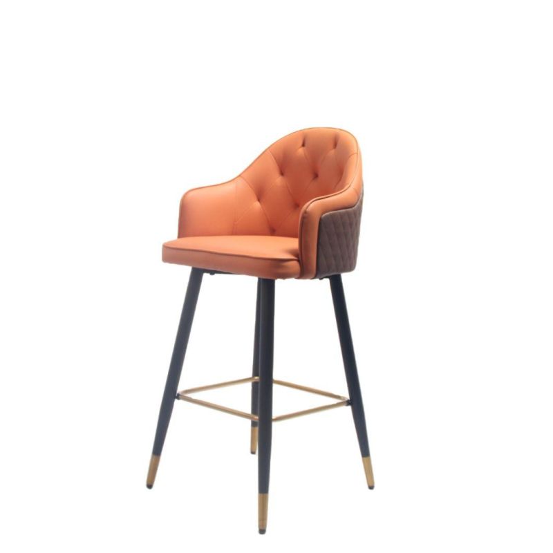 Best Quality Bar Chair Modern High Stool Island Bar Chair Orange Bar Stool with Comfortable Backrest