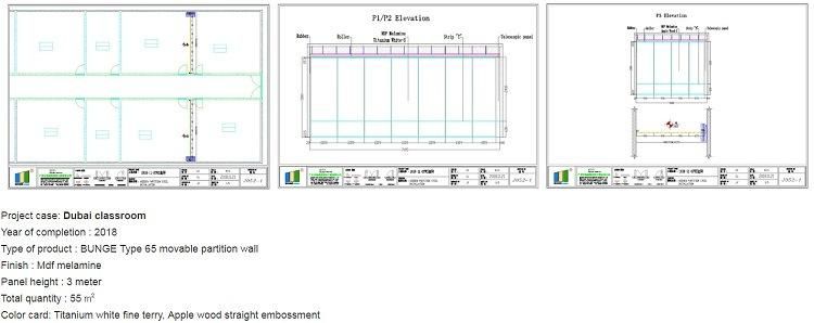 Soundproof Sliding Movable Partitions Wall Ventilation