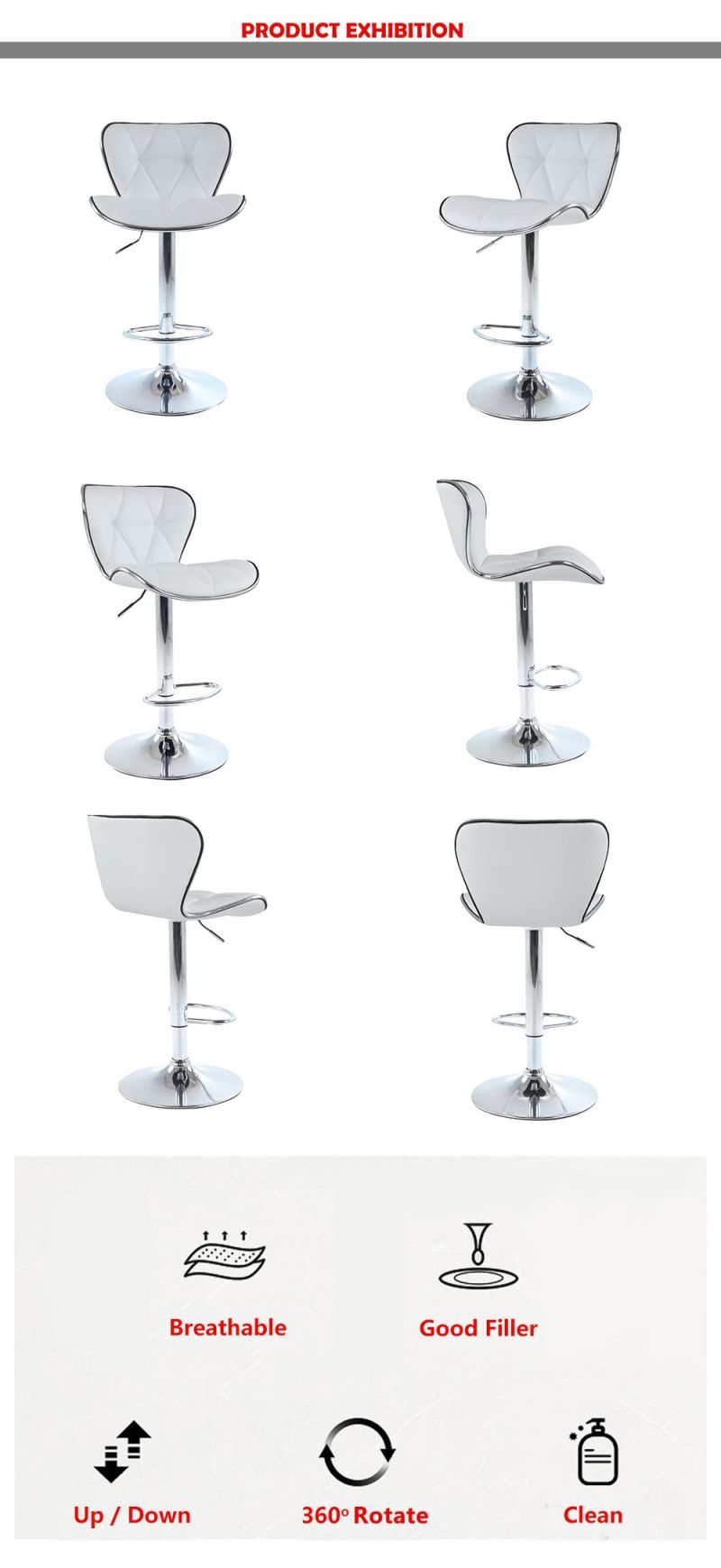 Adjustable Indoor Home Bar Chair and Office Useful Swivel Bar Stool
