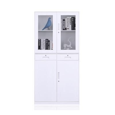 Modern Glass Doors Office Steel File Cupboard Metal Storage Cabinet with Drawers