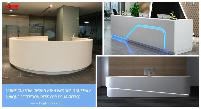 Kingkonree Wholesale Solid Surface Special Design Office Furniture Reception Desk