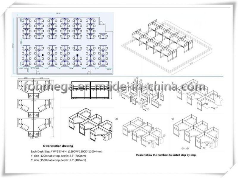 Modern Office Workstation Furniture Free Design in Guangzhou (FOH-JT1A)