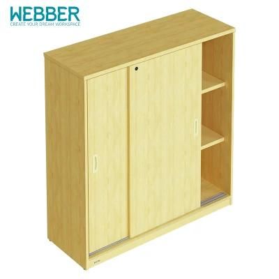 Modern Wooden Bookcase Sliding Door File Cabinet Office Furniture