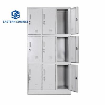 3 Layers 9 Door Lockers Steel Wardrobe Cupboard Style Locker