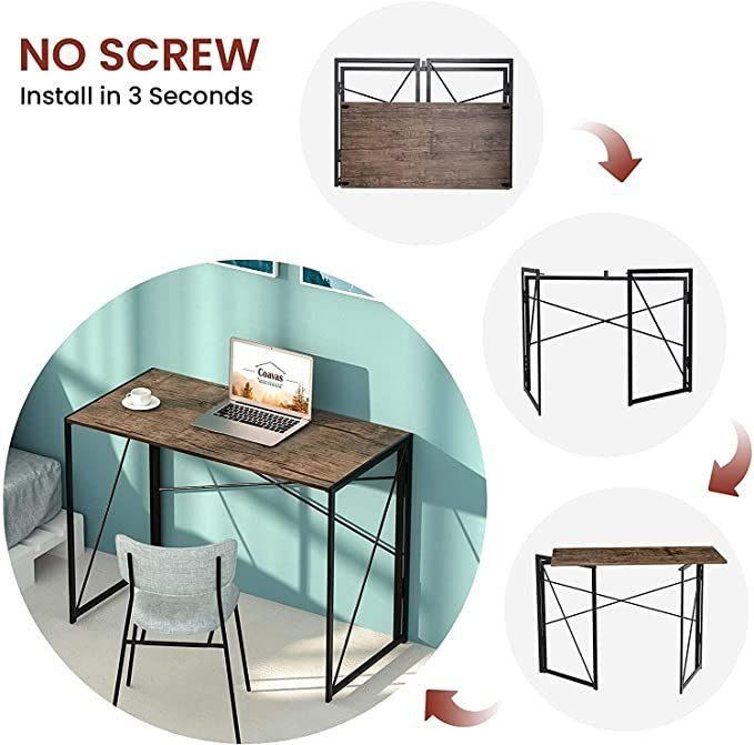 Nova Brown Computer Desk Office Table Foldable Table Simple Home Office Desk