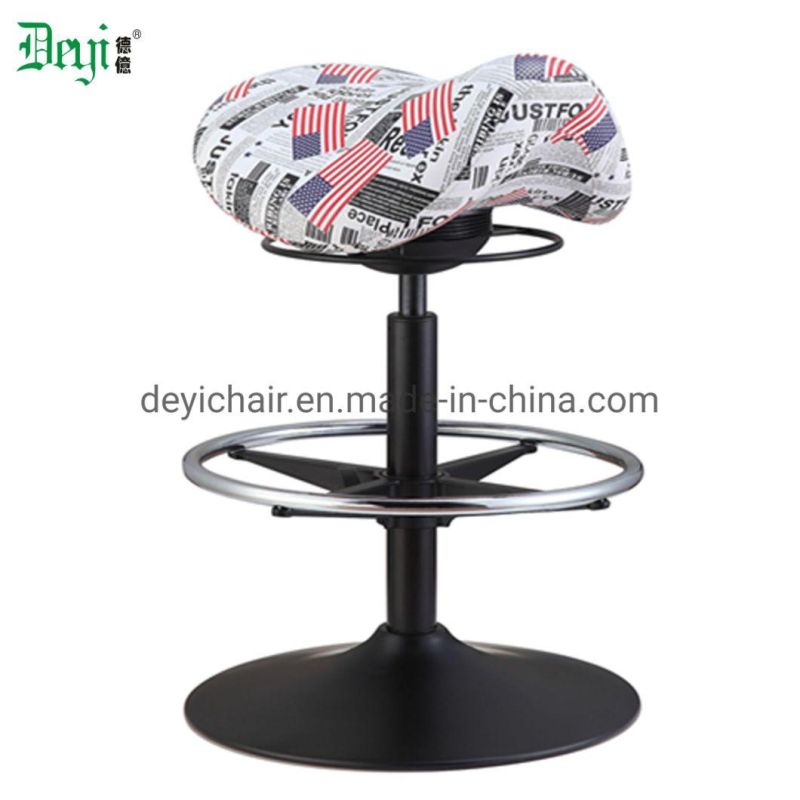 New Type Fabric Footring Available Chrome Fixed Base Saddle Seat Bar Chair