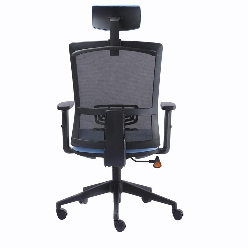 High Quality Executive High Back Office Sky Blue Mesh Chair with Headrest